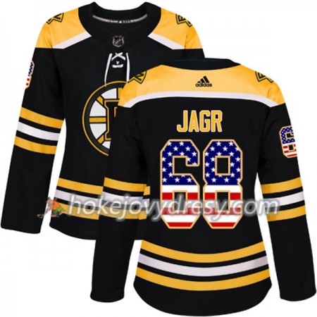 Dámské Hokejový Dres Boston Bruins Jaromir Jagr 68 2017-2018 USA Flag Fashion Černá Adidas Authentic
